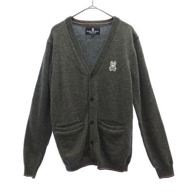 Wool One-point Patch Golf Long Sleeve Knit Cardigan S Gray Men's Used