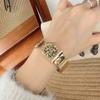 Retro-Stil Armbanduhr Neues Modell Edelstahl Quadratisches Zifferblatt Leopardenmuster Damen Wasserdichte Quarz-Uhr