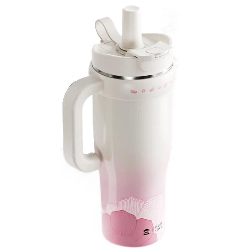 RELEA Forbidden City Lotus Prosperity Ceramic Lined Thermos Bottle