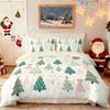 3PCS Cartoon Christmas Tree Print Chipless Bedding Set Soft Dormitory Bedroom Multiple Sizes Holiday Decoration Machine Washable