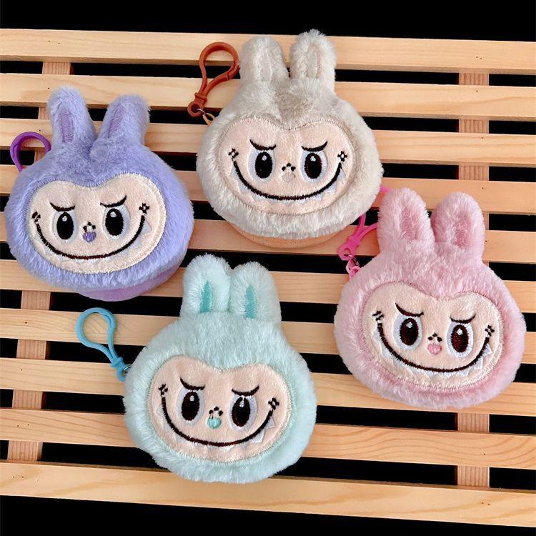 Creative New Labubu Bunny Plush Coin Purse Portable Round Earphone Bag Cute Cartoon Girly Heart