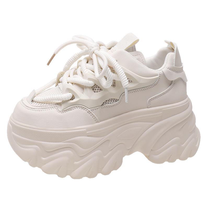 Fashion Women Platform Casual Mesh Breathable Shoes 2025 New Summer Chunky Sneakers Hollow 8.5CM Wedges Hidden Heels Leisure Shoes Woman
