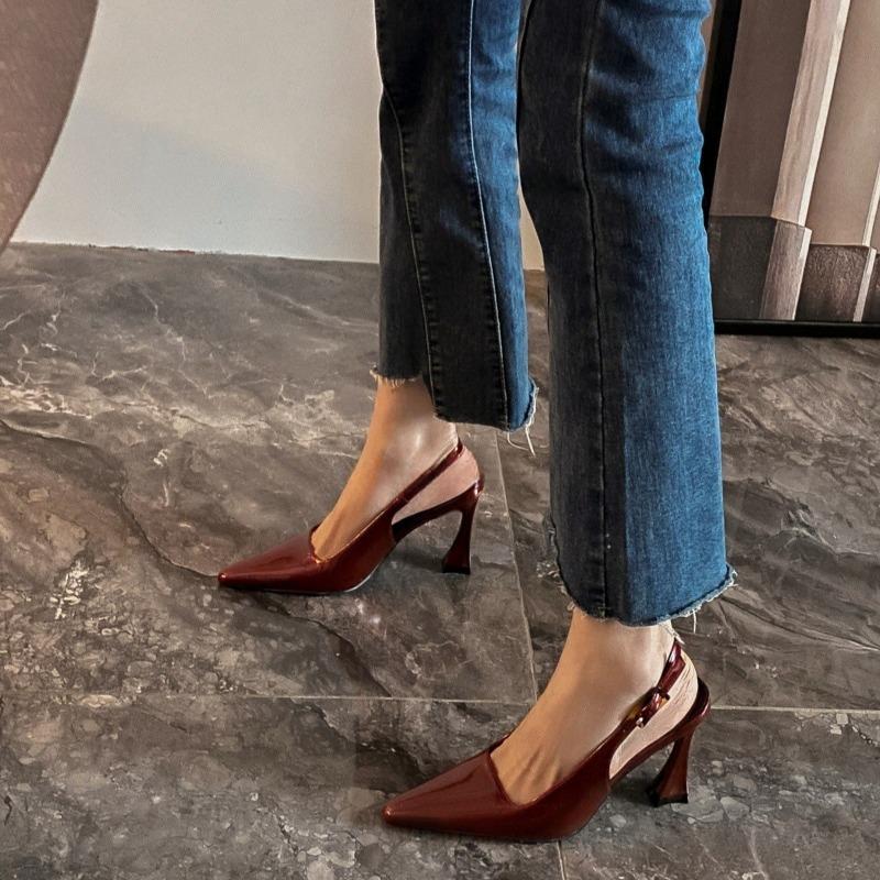 Fashion Women's Pumps Sexy Pointe High Heels Sandals Fashion Patent Leather High Heels Elegant Temperament High Heeled Sandals for Women
