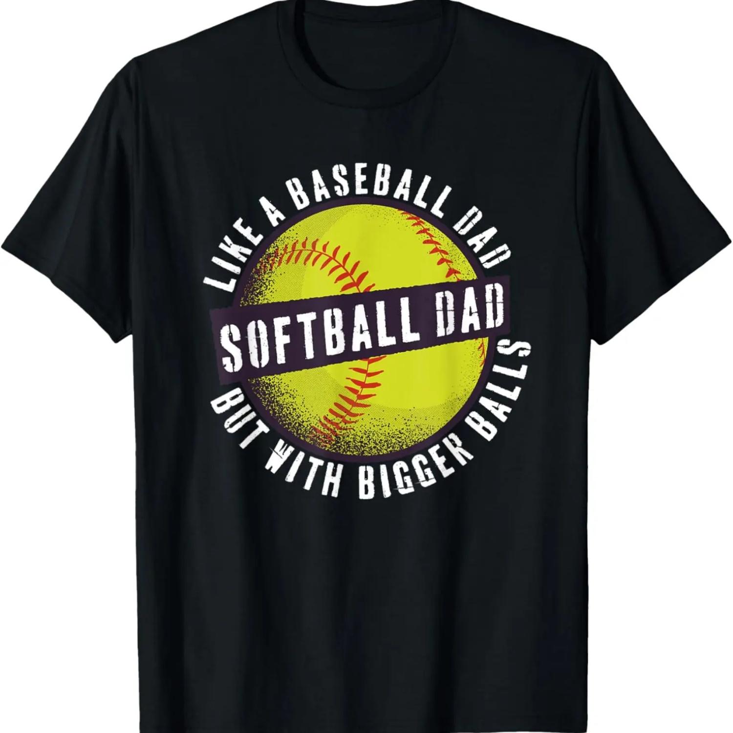 Папа софтбола как Папа бейсбола, но с большими яйцами смешная футболка S чёрный