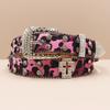 Cross Belt Leopard Print Western Rhinestone Belt Personalized Denim Woman Rivet Jeans Belt