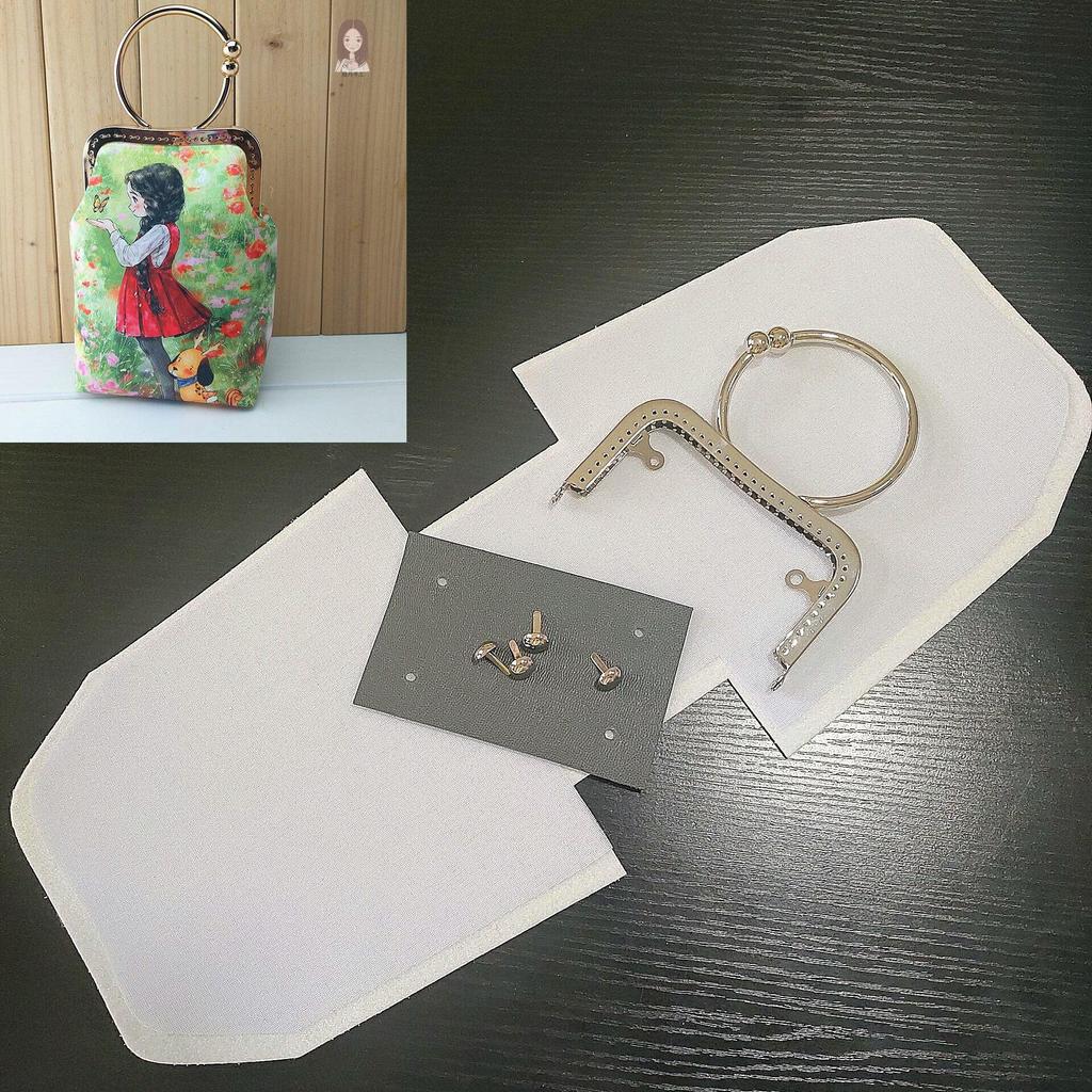 DIY Lazy Person Purse Kit: Stiff Frame, Cotton Cut, Auxiliary Materials & Pins Included