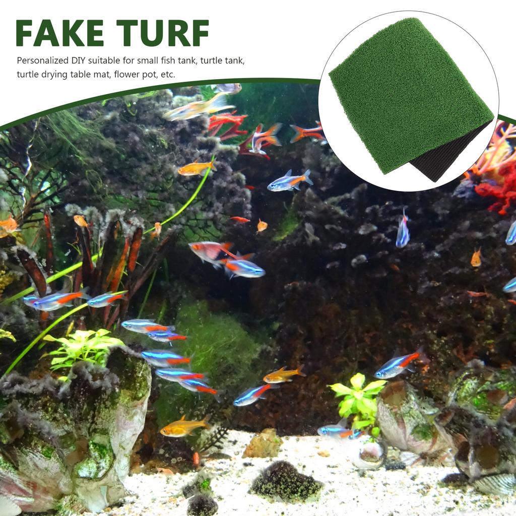 Fish Tank Reptile Carpet Mat Basking Turtle Resting Platform Turf Mats Artificial Lawn Fake