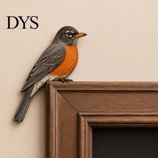Wooden Bird Door Frame Decor Topper Decor, Adorable Shape Corner Statue, Handcrafted Wood Sign, Woodland Natural Charm Home Accessories Art