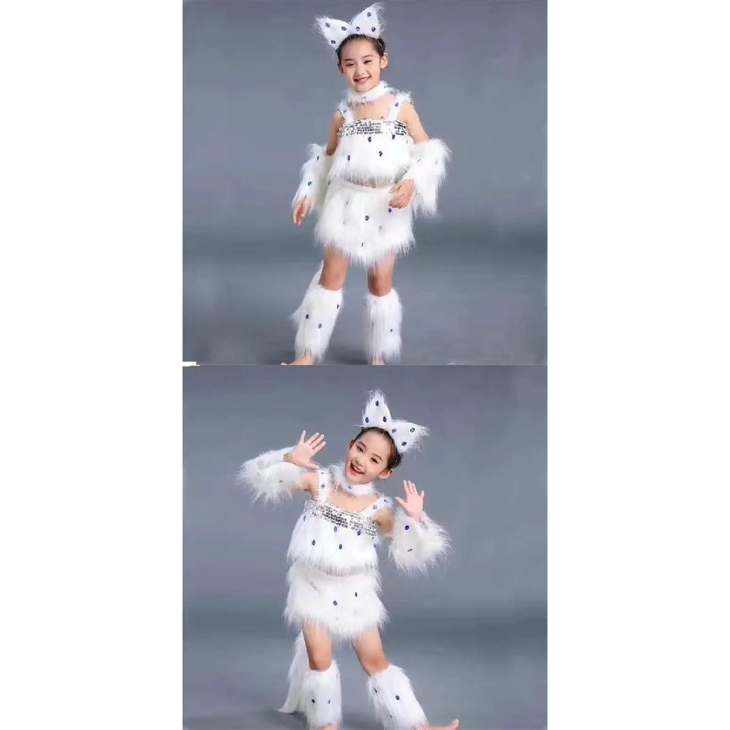 White Cat Cosplay for Girls Sexy Cat Girl Cosplay Costumes Fox Girl Cos Animal Dance Costumes for Children Halloween Cosplay