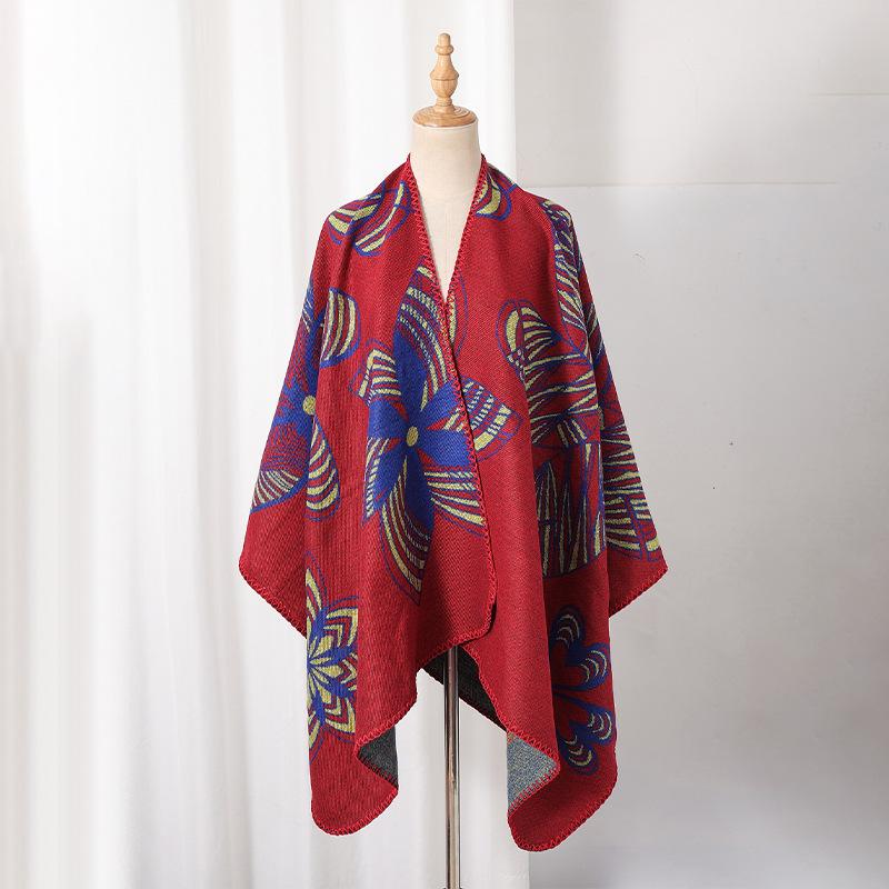 Knitted Shawl Wrap for Women Soft Warm Vintage Open Front Poncho Cape Casual Oversized Shawls Cardigan Poncho Blanket Women's Lightweight Shawl Scarf