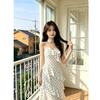 Pure Desire Wind Polka Dot Suspender Dress Women's Summer New Waist and Thin French Beautiful Lotus Leaf Edge Holiday Dress