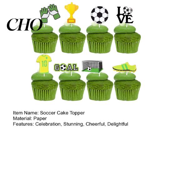 Soccer Cupcake Picks 8 Pcs Cake Topper Decoration, Ball Goal Party Baking Accessories Shoe for Sport Theme Birthday Supplies Football Trophy Inserts