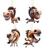 2D Acrylic Horse Pendant with Playful Design for Vehicle Mirror Ornament Couple Themed Decoration