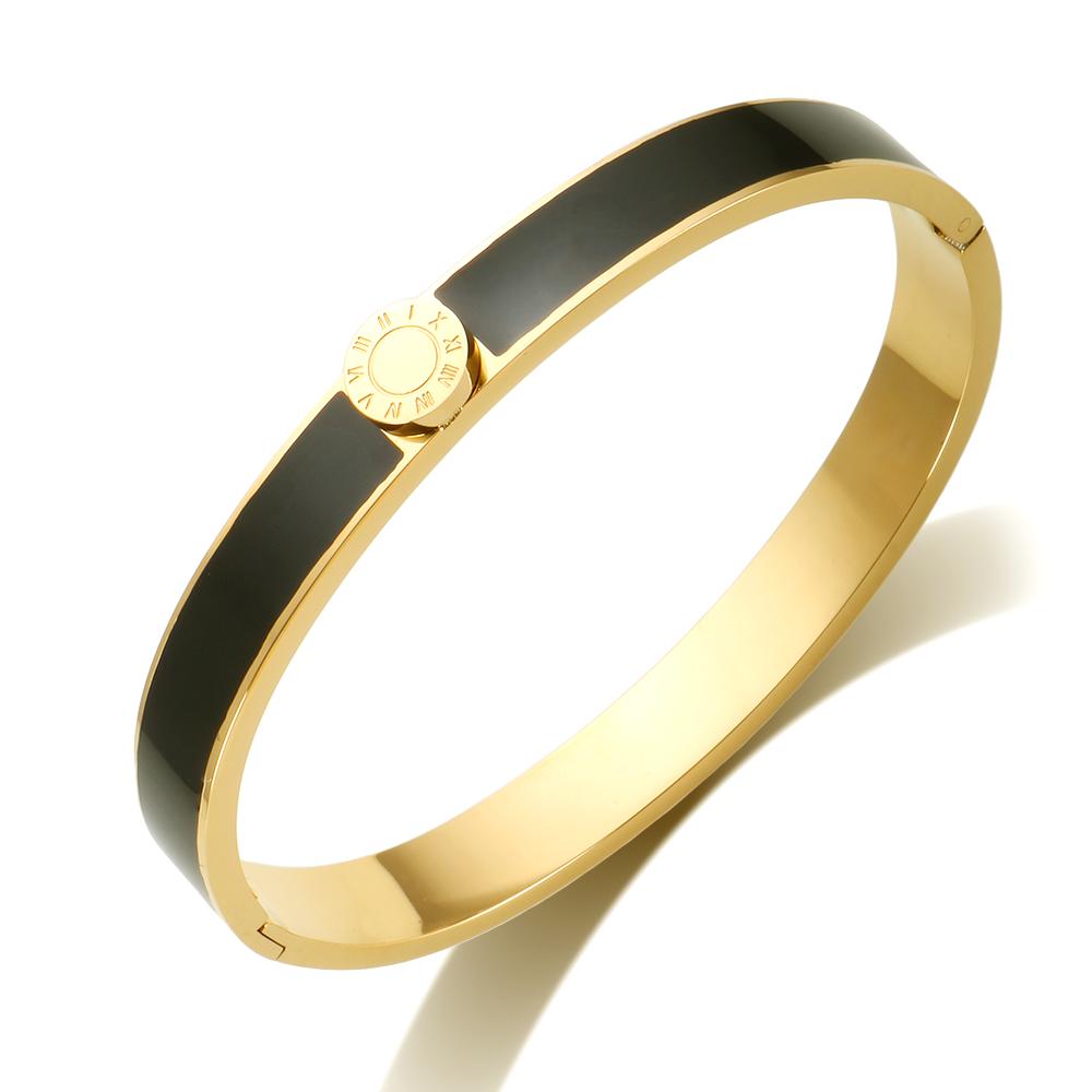 

Enamel Roman Numerals Bangles Set Round Gold Color Stainless Steel Bracelet for Women Bangle Popularity Fashion Jewelry