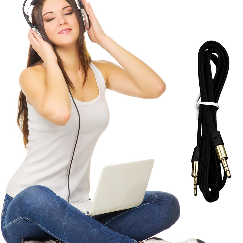 Cablu de prelungire cablu audio stereo de tip masculin la masculin de 3,5 mm, 1 m, 3,5 mm, cablu auxiliar pentru microfon, pentru telefoane inteligente și tablete, negru