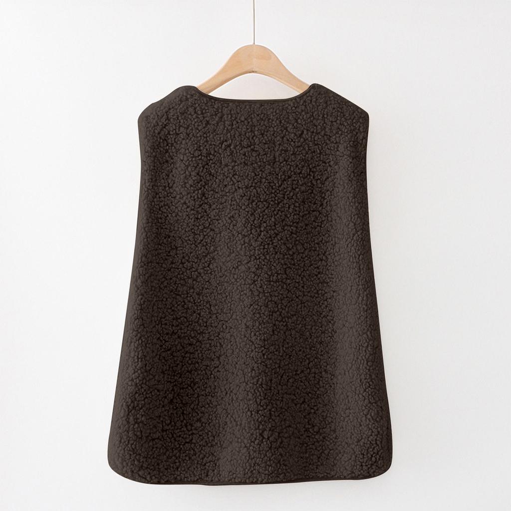 Women's Fashion Casual Loose Lamb Wool Female Short Winter Vest
