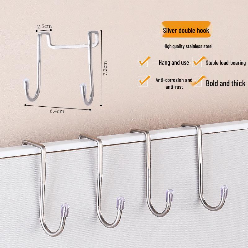 

S-образные крючки из нержавеющей стали: Многофункциональные подвесные крючки без сверления для кухни, ванной комнаты и общежития. серебряный