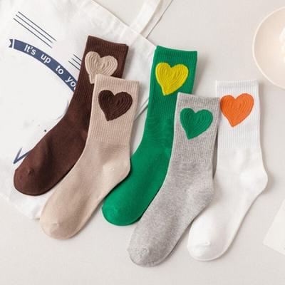 Cotton Socks Love Heart Design One Size Fit Candy Color Long For Womens Casual*
