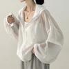 Navava Women Thin String Long Sleeve Hooded Zip Up