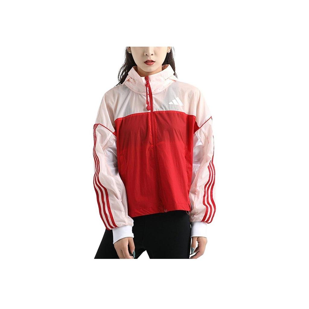 Adidas Colorblock Windbreaker Jacket Women Outerwear Red Pink GF0130