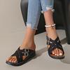 Fashion Mix Color Cross Strap Wedge Slippers Women Summer Non Slip Platform Sandals Woman Lightweight Soft Thick Sole Sandalias Mujer 43