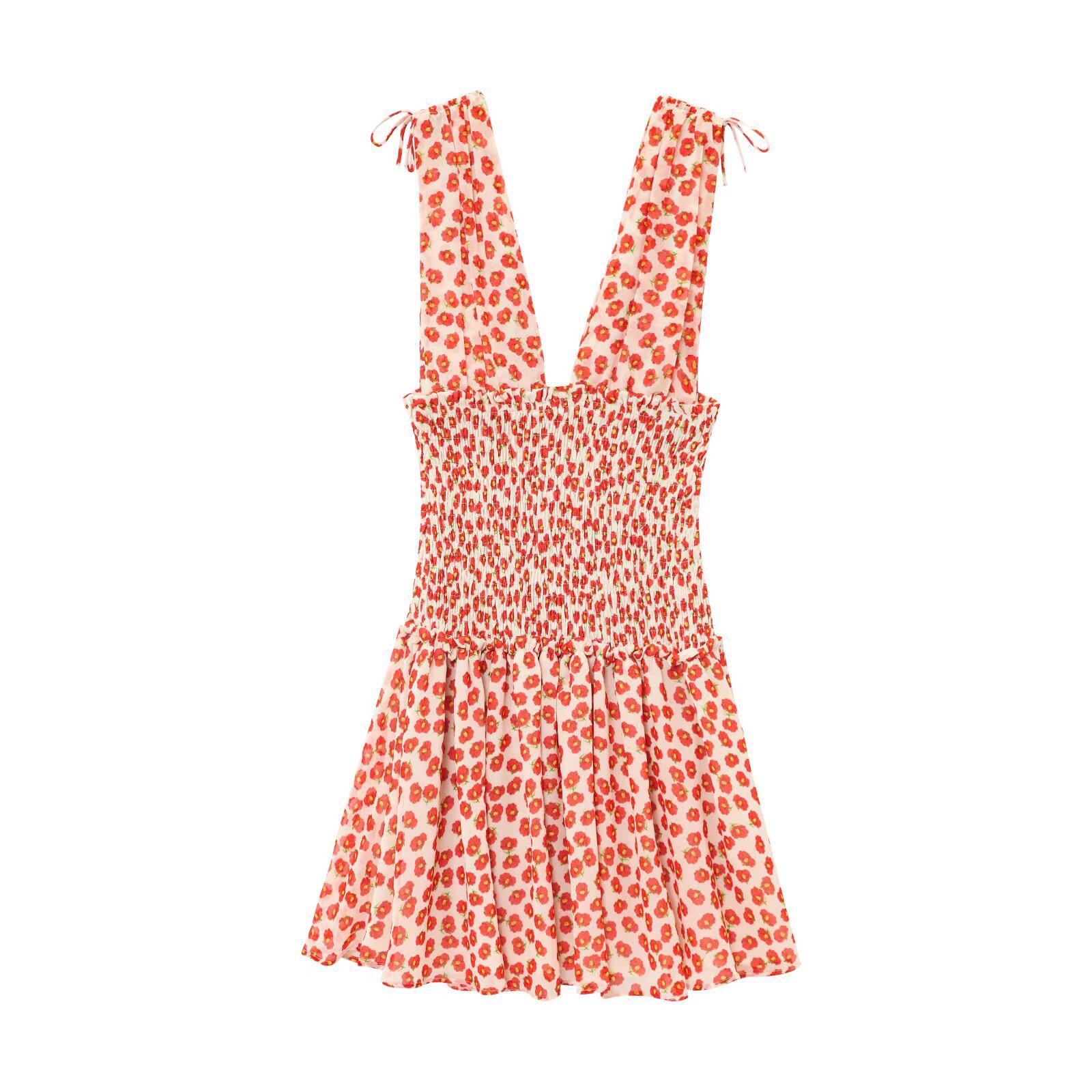 

Best-Selling Summer Sweet Preppy Floral V-Neck Sleeveless Dress Small