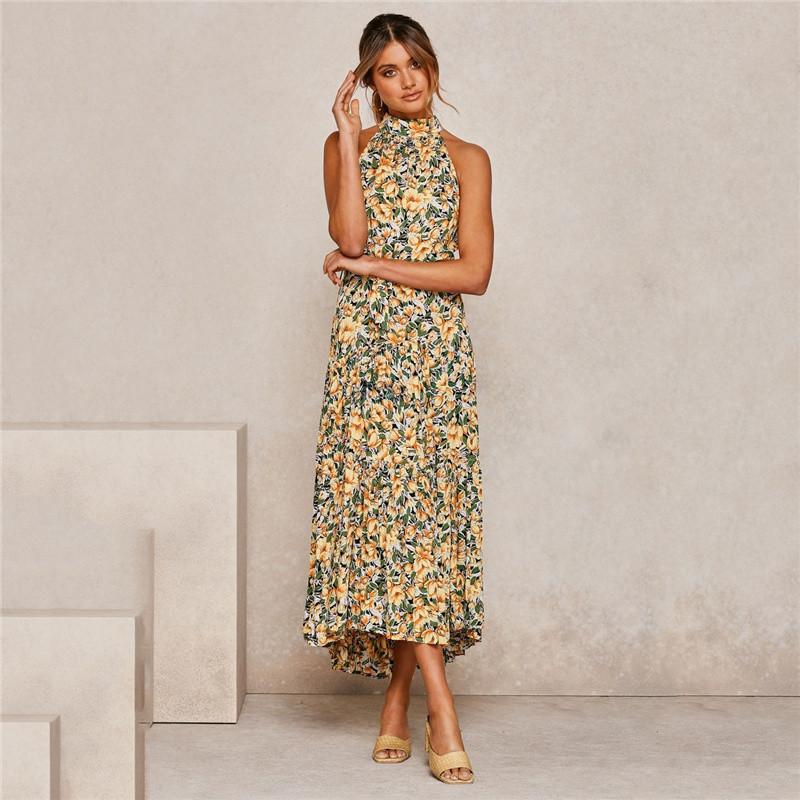 GMXIA Summer 13 Color Halter Print Polka Dot Lace-up Dress Long Sleeveless Dress