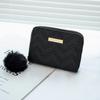 Women's short wallet, new wavy pattern embroidered hairball pendant, change bag, casual and fresh small card bag.