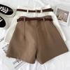 Women Suit Shorts High Waist Zipper Fly Solid Color Casual Suit Shorts with Pockets Versatile Summer Shorts