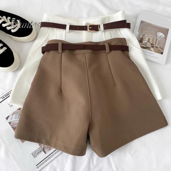 Women Suit Shorts High Waist Zipper Fly Solid Color Casual Suit Shorts with Pockets Versatile Summer Shorts