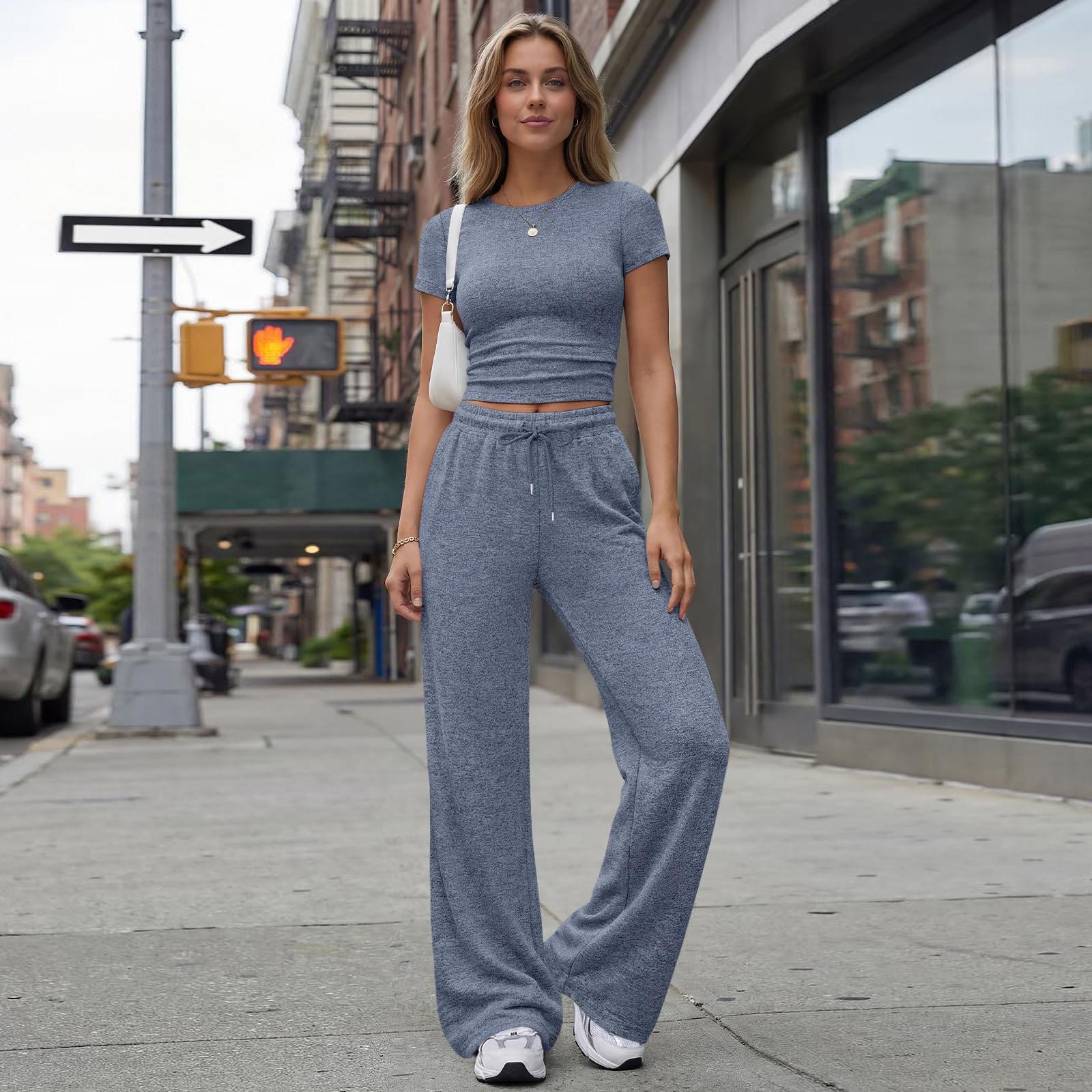 

Женский повседневный модный комбинезон с V-образным вырезом, коротким рукавом и широкими штанинами XL синий