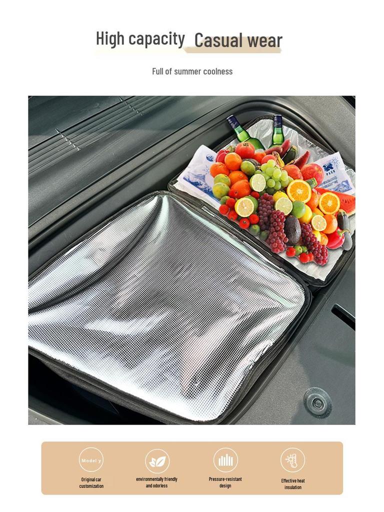 Tesla MY/3 Front Trunk Insulation Bag - Waterproof Outdoor Food Storage & Car Travel Organizer