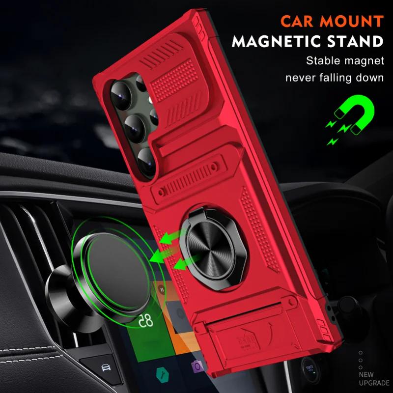 Case For Samsung A14 A15 25 35 55 S24 S23 Ultra Plus FE Magnetic Rotated Ring Kickstand Heavy Duty Drop Protection Wallet Cover