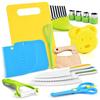 Children's Kitchen Gadget Set: Cut-Resistant Serrated Knife, Potato Slicer, and Cutting Board
