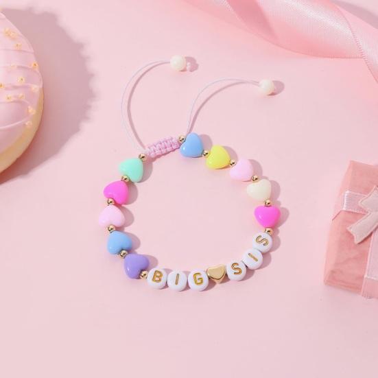 Sister Friendship Bracelet Adjustable Beaded Bohemian Bracelet Colorful Polymer Clay Beads Big Sis Bracelet Gift for Women Friends