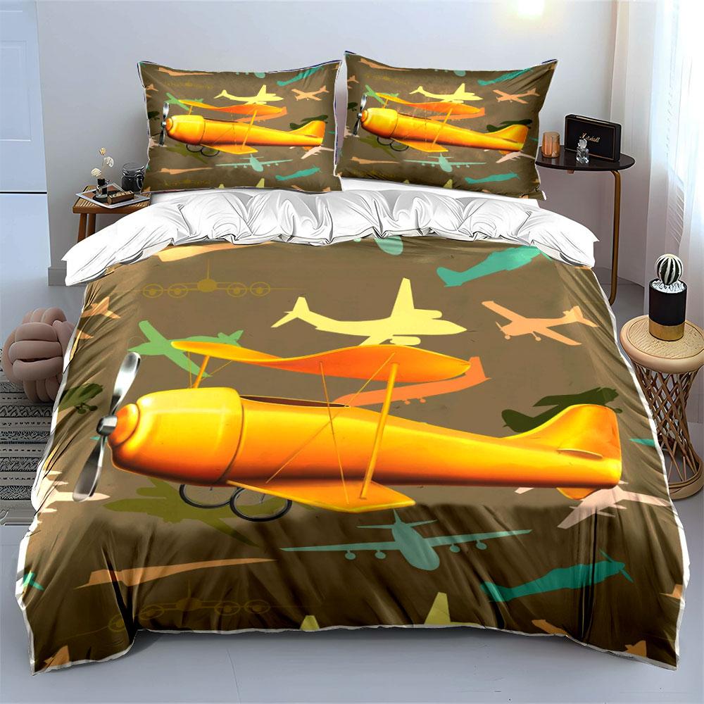 Airplanes in vibrant colors. Bedding sets Duvet cover sets Duvet covers Pillowcases(1*Duvet Cover 2*Pillowcases without duvet insert)