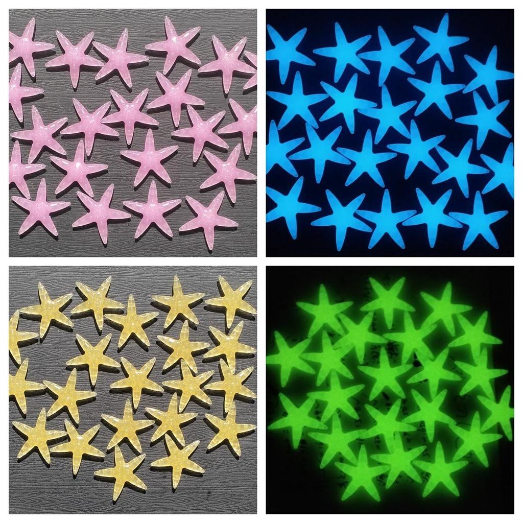 4cm Colorful Luminous Plastic Starfish for Aquarium Landscaping, 2.7g Fluorescent Marine Decor Stone