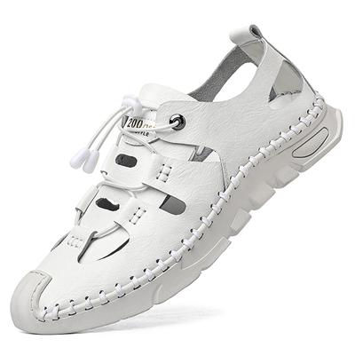 Scarpe Estive Bianche alla Moda Elastiche Traspiranti Mocassini Forati Sandali Romani Sandali Casual da Passeggio all'Aperto Comodi Morbidi Sneakers da Uomo