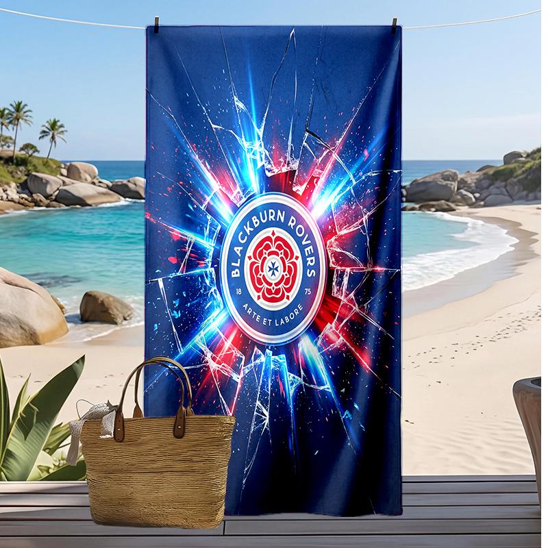 Blackburn Rovers Fußball Print Strandtuch, Großes Weiches Schnelltrocknendes Handtuch für Strand Camping Schwimmen