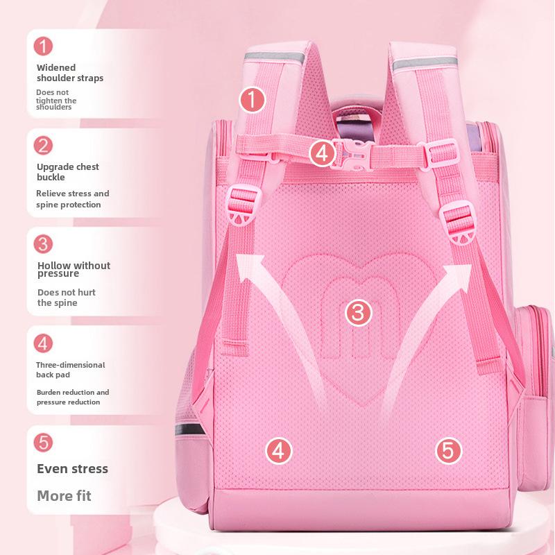 Unicorn Spine Protection Lightweight Backpack for Elementary School Girls (Grades 1-6)