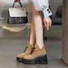 Fashion 9CM Suede Leather Spring Chunky Heel Ankle Boots Platform Wedge New Autumn Women Vulcanized Increase Casual High Heels ZIP Shoes