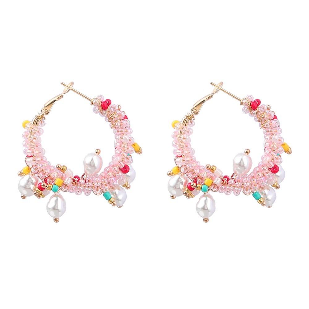 Pinkddudu Elegant BOHO Colorful Round Zinc Alloy Earrings Sweet Fashion Trendy Hoop Earrings Women Jewelry Gift PD2259