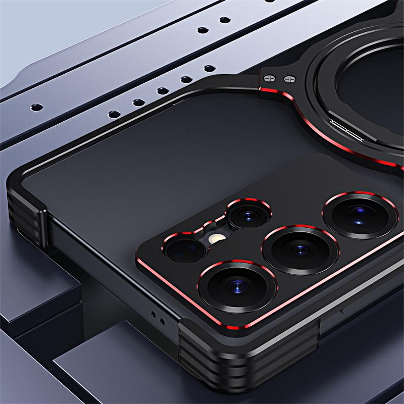 Titanium Metal Phone Case For For Samsung Galaxy S23 S24 S25 Ultra Plus Aluminum Alloy Bumper 360° Magnetic Lens Protect Frame Cover