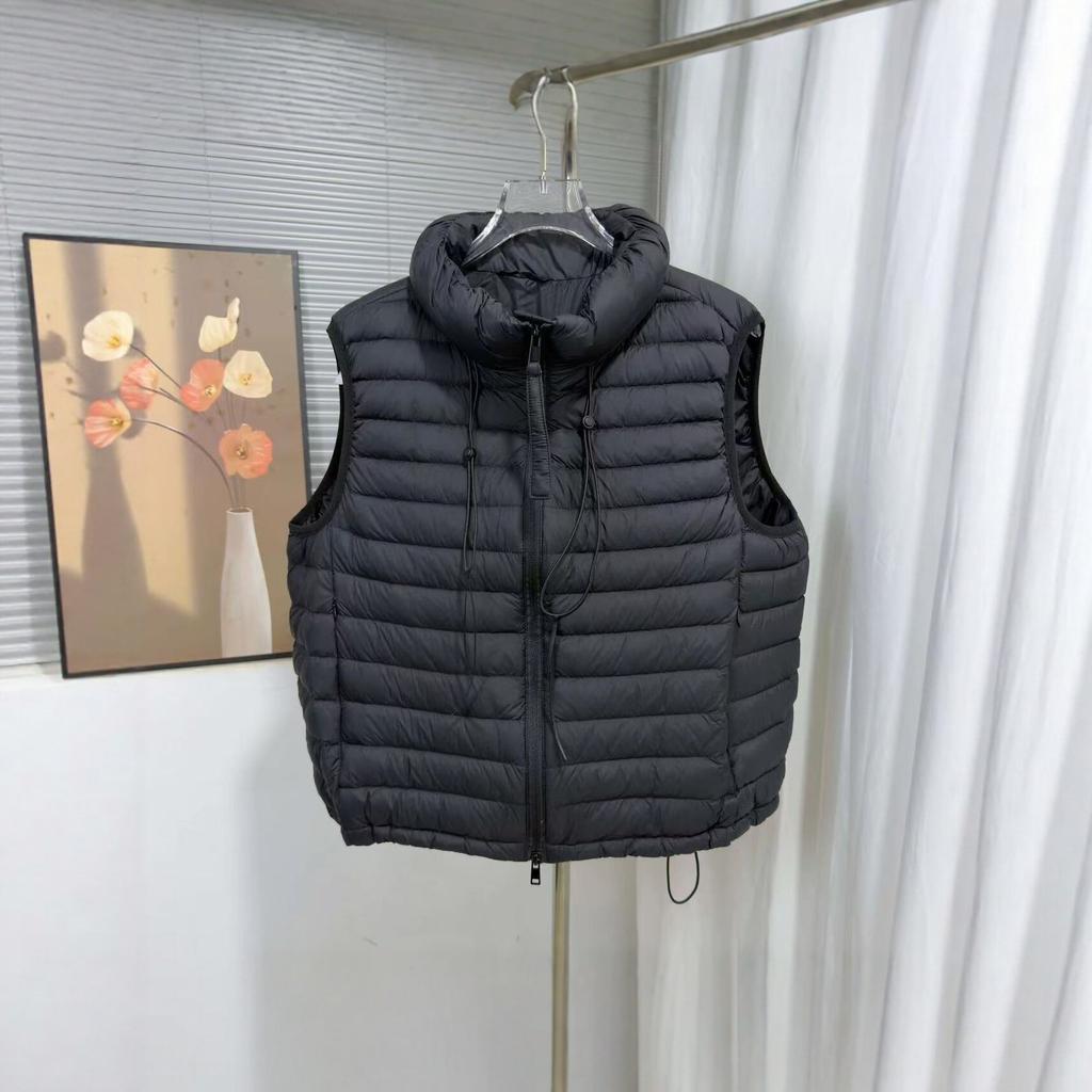 New white duck down down vest women's light stand-up collar hooded ribs pattern thermal vest wear vest