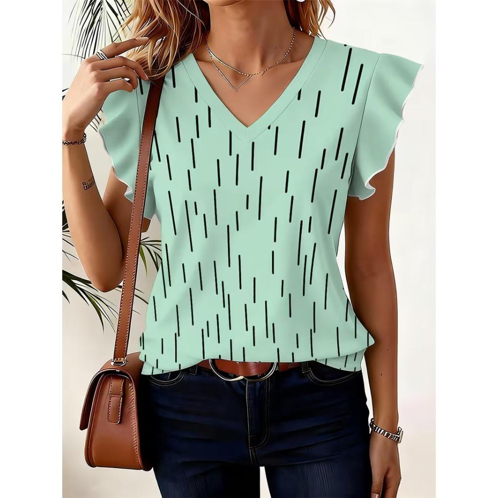 German Flag Print Striped Color-Blocking Design National Celebration Surprise Gift High-Quality Women'S All-Over Print V-Neck Top