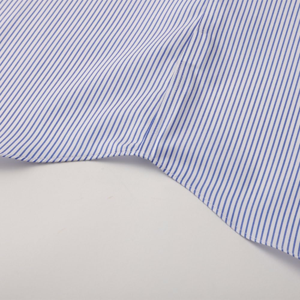 HITOYOSHI Easy Care Shirt Long Sleeve 10 Sizes Hitoyoshi Dress Shirt Cotton LB-B3 [Button Down/Blue Stripe/40-82] Men's 100%