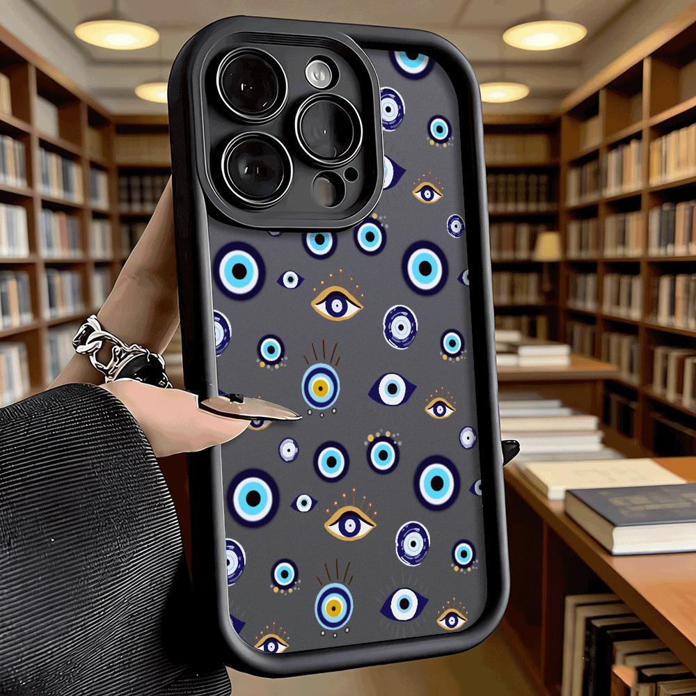 Mixed Evil Eye Pattern Soft TPU Phone Case for iPhone 17 16 15 14 13 12 11 Pro Max Plus Shockproof Anti-Slip Cover