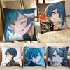 1pc Game Genshin Impact Xingqiu Anime Pillow Case Fashion Square Pillowcase Bedroom Sofa Room Ins Decoration Leisure