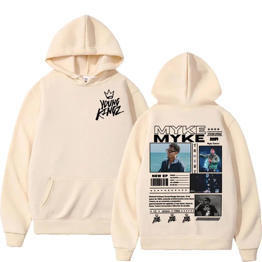 Rapper Myke Towers Men Plus Size Hoodie Hip Hop Rock Street Outdoor Casual Pop Long Sleeve Y2K Warm Fall Sweatshirt Clothing
