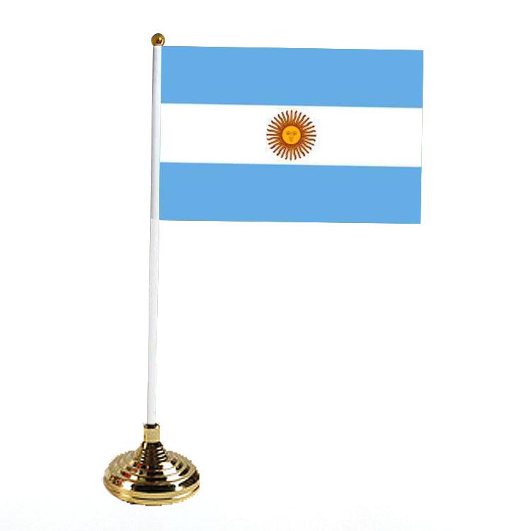 

Office table flag polyester 15 * 21cm small flag plastic flagpole ornament with base table flag argentina